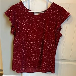 Papermoon Burgundy Dot Flutter Sleeve Blouse